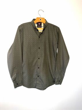 Zara Man Olive Green Long-Sleeve Button-Down Shirt